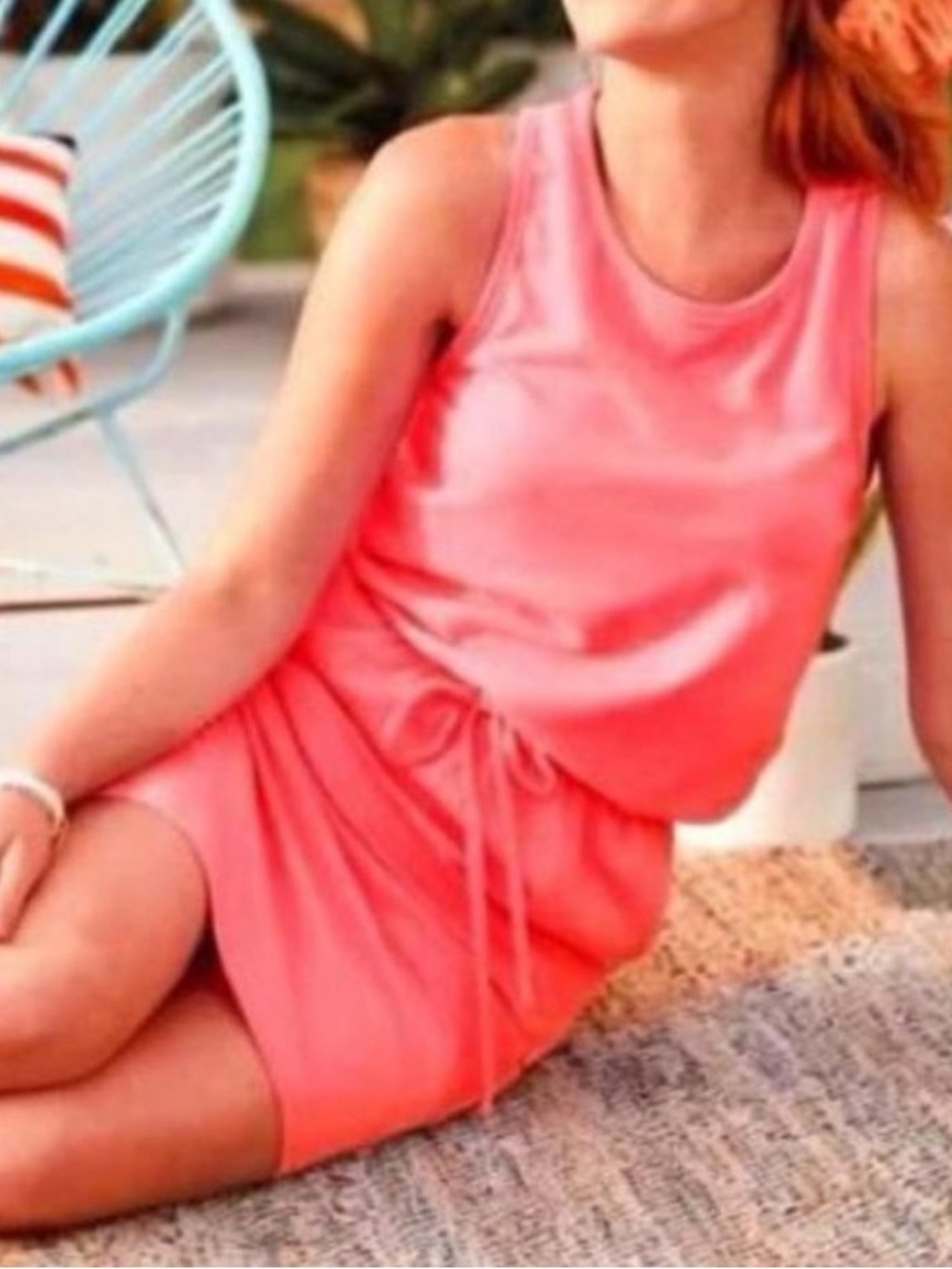 Sundry for Evereve Coral Weekender Sleeveless Racerback Mini Dress Large L